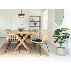 MASA DINING MURCIA 200x90x75 cm, REALIZATA DIN LEMN DE TEC, CULOARE NATUR, HOUSE NORDIC - Img 10