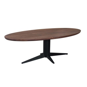 MASA DINING OVALA, STAFFORD, SPICEBROWN, 214450, 230CM, LEMN DE STEJAR, PLASTIC SI METAL, NEAGRA/MARO, STIL MODERN