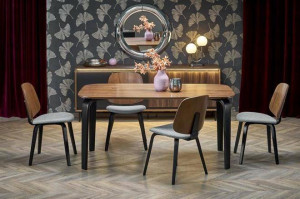 MASA DINING PEDRO, NUC/NEGRU, 160 CM, DIN FURNIR NATURAL SI LEMN, STIL MODERN