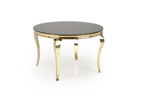 MASA DINING REGINALD 2, 120 CM, NEGRU/AURIU, BLAT DIN STICLA SI PICIOARE DIN METAL, STIL MODERN - Img 2