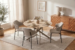 MASA DINING ROTUNDA, ALPINE 120CM, REALIZAT DIN CERAMICA SI METAL, CULOARE GRI SAMPANIE, INVICTA INTERIOR - Img 8