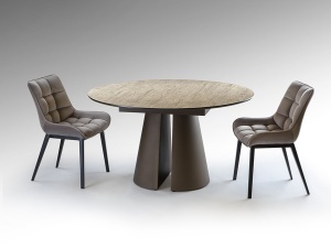 MASA DINING ROTUNDA, SAMARA 138CM, MDF SI METAL, DESIGN MODERN, SCHULLER - Img 3