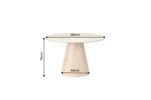 MASA DINING ROTUNDA UNIQUE 120CM, REALIZATA DIN MATERIAL LEMNOS, FURNIR SI BLAT CERAMIC, CULOARE MARMURA BEJ/STEJAR, INVICTA INTERIOR - Img 6