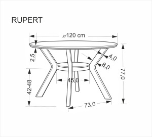 MASA DINING STIL RUPERT NUC, fi120/77 cm, CONFECTIONATA DIN LEMN DE CAUCIUC, MDF SI FURNIR, STIL MODERN - Img 3