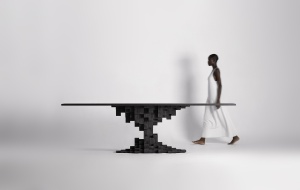 MASA DINING SUPERBA, PETRIA 290CM, DIN LEMN MASIV DE MANGO, CULOARE NEGRU SABLAT, VICAL, STIL MODERN - Img 9