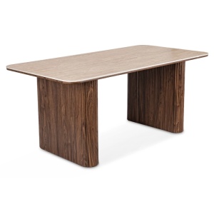 MASA DREPTUNGHIULARA 180CM, ARTIM MEBLE, REALIZATA DIN MDF SI CERAMICA, CULOARE TRAVERTIN/NUC, STIL MODERN - Img 7