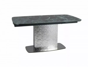 MASA EXTENSIBILA 160/240 CM, EFECT DE MARMURA VERDE/CROM, DIN CERAMICA, STICLA SI METAL, STIL MODERN - Img 5