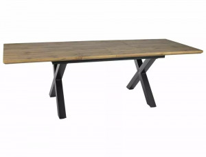 MASA EXTENSIBILA 160/240 CM, STEJAR ARTISAN/NEGRU, BLAT DIN MDF SI PICIOARE DIN METAL, STIL MODERN - Img 3