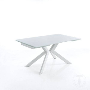 MASA EXTENSIBILA 160/240CM, EVOLUTION ALBA, COD 3238, STIL MODERN, REALIZATA METAL SI STICLA - Img 1