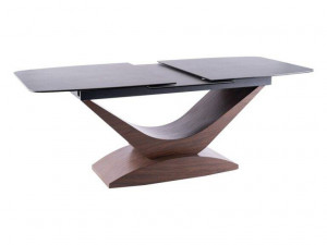 MASA EXTENSIBILA,, 180/240 CM, EFECT DE MARMURA GRI/NUC, DIN STICLA SECURIZATA, CERAMICA SI MDF, STIL MODERN - Img 8
