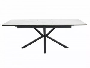 MASA EXTENSIBILA ALPINE, 160/200 CM, EFECT DE MARMURA ALBA/NEGRU MAT, DIN MDF, CERAMICA SI METAL, STIL MODERN - Img 4