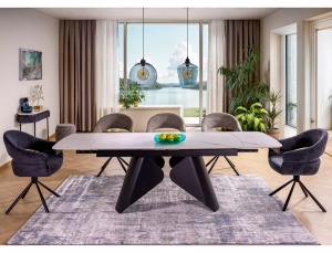 MASA EXTENSIBILA ARMANDO, 160/240 CM, ALB MAT/NEGRU MAT, DIN CERAMICA SI METAL, SIGNAL - Img 7