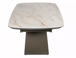 MASA EXTENSIBILA, CASABLANCA 198/274CM, BEJ LUCIOS/CUPRU, BLAT DIN STICLA, CERAMICA SI METAL, STIL MODERN - Img 5