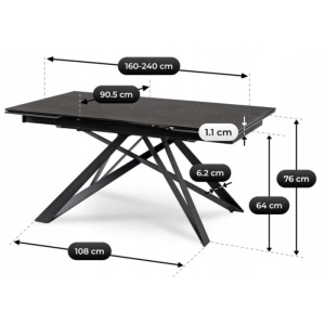 MASA EXTENSIBILA DIN CERAMICA 160-240CM, ARTIM MEBLE, CULOARE MARMURA NEAGRA, STIL MODERN - Img 10