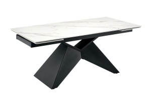MASA EXTENSIBILA DINING DIAMOND 180/220/260CM, REALIZATA DIN METAL SI CERAMICA, CU ASPECT DE MARMURA SI CULOARE NEAGRA