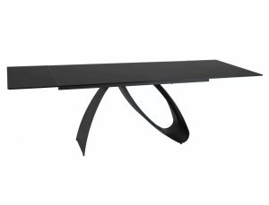 MASA EXTENSIBILA DIUNA SAHAR NOIR, 160/240 CM, EFECT DE MARMURA NEAGRA/NEGRU MAT, DIN STICLA SECURIZATA, CERAMICA SI METAL, STIL MODERN - Img 2