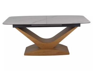 MASA EXTENSIBILA DOLCE, 180/240 CM, ALB VENATO/STEJAR, DIN STICLA SECURIZATA, CERAMICA - Img 10