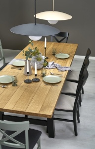 MASA EXTENSIBILA FIESTA, 200/280 CM, STEJAR/NEGRU, DIN MDF, LEMN MASIV DE STEJAR SI LEMN MASIV DE FAG, STIL MODERN - Img 3