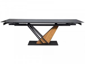 MASA EXTENSIBILA GENESIS, 160/220 CM, EFECT DE MARMURA NEAGRA/STEJAR/NEGRU MAT, DIN CERAMICA, MDF SI METAL, STIL MODERN - Img 2