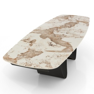 Masă extensibilă Infinity Onice din marmură, ceramică, onix, marmură, bază metalică gri mat lucioasă, H.75 A.100 L.200/250/300 cm - Img 4