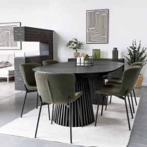 MASA EXTENSIBILA ROTUNDA OSAKA ø120x120-160-200x75cm, REALIZATA DIN MDF, FURNIR, CULOARE NEAGRA, HOUSE NORDIC - Img 8