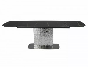 MASA EXTENSIBILA SAHARA, 160/240 CM, EFECT DE MARMURA NEAGRA/CROM, DIN CERAMICA, STICLA SI METAL, STIL MODERN - Img 4
