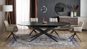 MASA EXTENSIBILA SANDRO, 180/240 CM, NEGRU/NEGRU, DIN MDF LAMINAT SI METAL, STIL MODERN