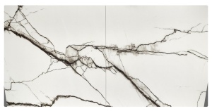MASA EXTENSIBILA STIL LUCIANO, 180/230 CM, EFECT DE MARMURA ALBA/NEGRU, DIN CERAMICA SI METAL, STIL MODERN - Img 3