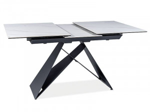 MASA EXTENSIBILA WESTIN SC, EFECT DE MARMURA ALBA/NEGRU, 120/160 CM, STICLA SECURIZATA, CERAMICA SI METAL, STIL MODERN - Img 8