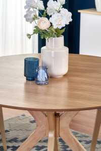 MASA LIVING NICOLAS, STEJAR NATURAL, 120 CM, BLAT DIN MDF SI PICIOARE DIN LEMN MASIV, STIL MODERN - Img 3