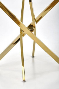 MASA LIVING RAYMOND 2, EFECT DE MARMURA NEAGRA/AURIU, 100 CM, BLAT DIN STICLA SI PICIOARE DIN METAL, STIL MODERN - Img 6