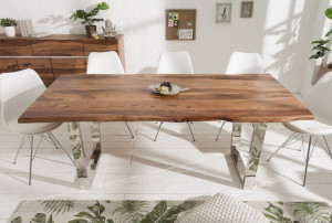 MASA MAMMUT 180CM, COD 38911, LEMN MASIV, DESIGN VINTAGE INDUSTRIAL - Img 2
