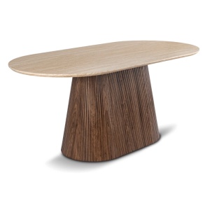 MASA OVALA 180CM, ARTIM MEBLE, REALIZATA DIN MDF, CULOARE TRAVERTIN/NUC, STIL MODERN - Img 8