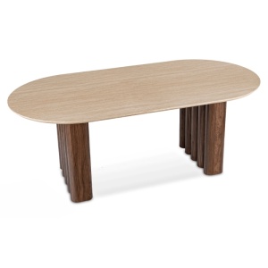 MASA OVALA 200CM, ARTIM MEBLE, REALIZATA DIN MDF, CULOARE TRAVERTIN/NUC, STIL MODERN - Img 8