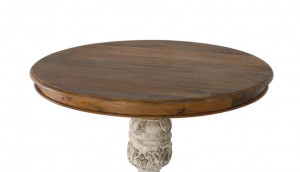 MASA ROTUNDA 100CM, ALB ANTICHIZAT, LEMN MASIV DE MANGO, STIL CLASIC GINER Y COLOMER - Img 3
