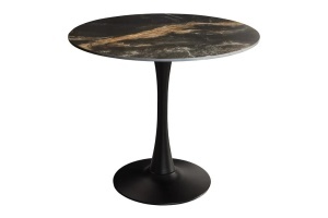 MASA ROTUNDA PENTRU LIVING LYON 80CM, DIN METAL SI CERAMICA, CULOARE NISIPIU/NEGRU, INVICTA INTERIOR