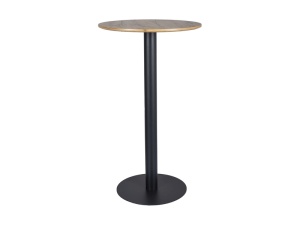 MASUTA DE BAR BT-005, STEJAR ARTISAN/NEAGRA FI60, CU BLAT DIN MDF SI FURNIR SI PICIOR DIN METAL, STIL MODERN