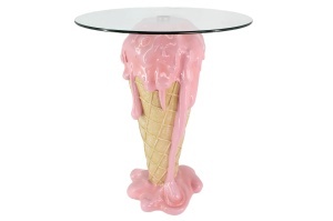 MASUTA DE CAFEA 75CM, ICE CREAM, REALIZAT DIN POLIRASINA SI STICLA, CULOARE ROZ/BEJ, REALIZAT MANUAL, ARTIM GROUP SELECTION - Img 4