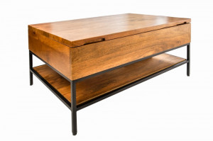 MASUTA DE CAFEA 80CM, FACTORY, DIN LEMN MASIV MANGO, COD 40300, ASPECT INDUSTRIAL - Img 6