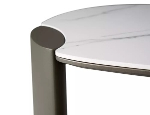 MASUTA DE CAFEA ADORO B, 105CM, ALB LUCIOS/CUPRU, BLAT DIN MDF, CERAMICA SI METAL, STIL MODERN - Img 8