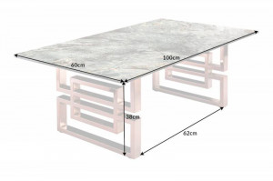 MASUTA DE CAFEA, ATLANTIS, DIN STICLA SI METAL 100CM, ASPECT MARMURA TURCOAZ COD 41750 - Img 6
