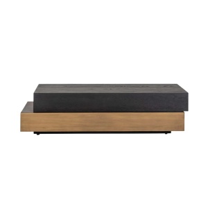 MASUTA DE CAFEA CAMBON 211172, CONFECTIONATA DIN LEMN MASIV DE STEJAR, FURNIIR SI MDF, CULOAREA NEGRU/AURIU/MARO, STIL MODERN - Img 5