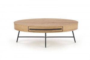 MASUTA DE CAFEA CAROLINA, CU SPATIU DE DEPOZITARE, STEJAR/NEGRU, DIN MDF FURNIRUIT SI METAL, STIL MODERN - Img 3