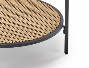 MASUTA DE CAFEA DAKOTA, FUMURIU/STEJAR/NEGRU, DIN STICLA, RATAN SI METAL, STIL MODERN - Img 4