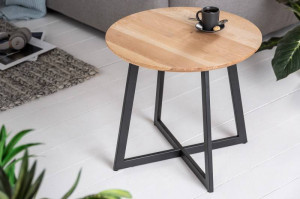 MASUTA DE CAFEA DIN METAL SI LEMN MASIV, VANCOUVER 50CM, COD 41578, STIL INDUSTRIAL - Img 3