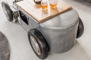 MASUTA DE CAFEA, HOT ROD 160CM, LEMN SI METAL, MODEL DEOSEBIT - Img 2