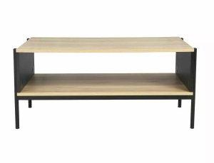MASUTA DE CAFEA KARINA A, 90 CM, STEJAR/NEGRU, BLAT DIN MDF SI CADRU DIN METAL, STIL MODERN - Img 3