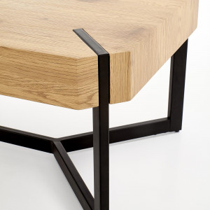 MASUTA DE CAFEA LAVIDA, STEJAR/NEGRU, DIN MDF FURNIRUIT SI METAL, STIL MODERN - Img 4
