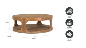 MASUTA DE CAFEA PISTOIA 100CM, REALIZATA DIN LEMN DE TEC, CULOARE NATUR, GINER Y COLOMER - Img 4