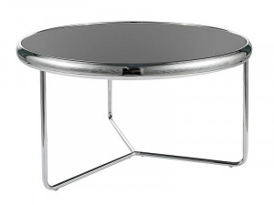 MASUTA DE CAFEA SCARLET, 74 CM, NEGRU/CROM, BLAT DIN STICLA SECURIZATA SI CADRU DIN METAL, STIL MODERN